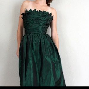 Vintage Green Victor Costa cocktail gown